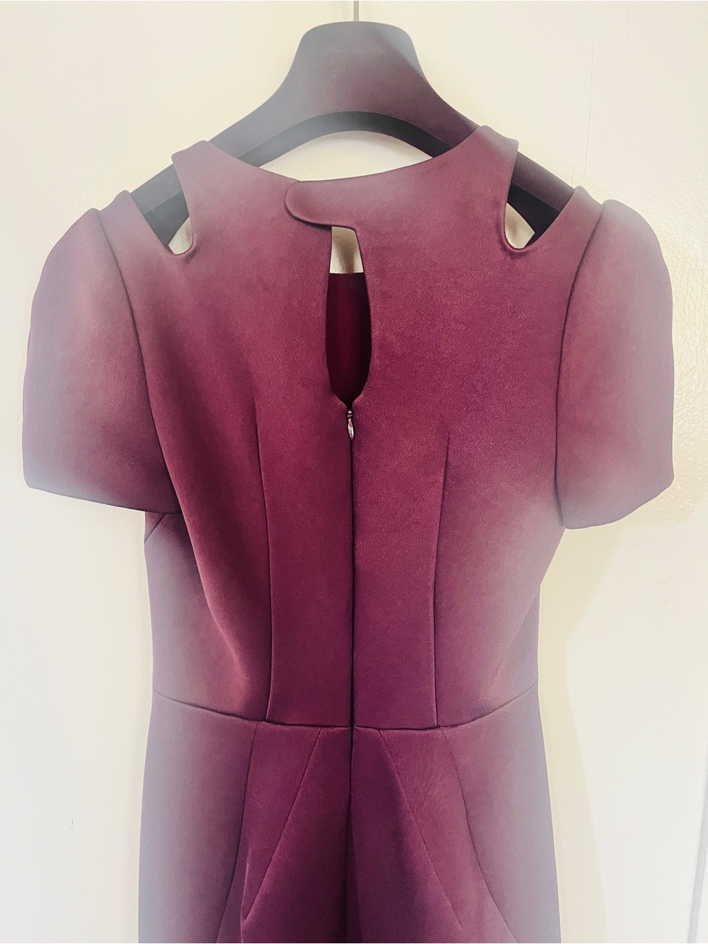 Zac Posen Plum Sheath Dress with Cutout Shoulders 6 - Picture 5 of 10